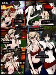 ann_takamaki blonde_hair brown_hair corruption goth gothification hypnotic_eyes large_breasts makoto_niijima mind_break persona persona_5 possession sae_niijima short_hair sinsapphic tagme twintails