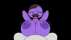 animated animated areolae arms_behind_back arms_up avian avian_humanoid beat_banger big_breasts bird boobjob furry green_eyes hands_behind_head huge_breasts large_breasts looking_at_viewer looking_pleasured muscular_female paizuri purple_skin titjob titjob zoe_monroe