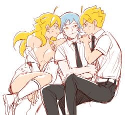 angry bent_knees blonde_hair blue_hair boruko boruto:_naruto_next_generations female flirting gender_transformation genderswap_(mtf) golden_eyes group implied_yaoi light_background long_hair looking_at_another male mitsuki_(naruto) multiple_persona naruto noeunjung93 open_clothes rule_63 sexy_no_jutsu short_hair simple_background sitting trio uzumaki_boruto whiskers white_background yellow_eye