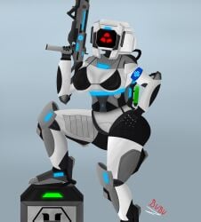 1girls 3_eyes armor ass b.u.b.u bra breasts d.a.r gun killing_floor killing_floor_2 multi_eye robot thick_thighs