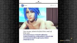 1girls 3d aqua_(kingdom_hearts) ass blue_eyes blue_hair english_text female female_only kingdom_hearts kingdom_hearts_iii light-skinned_female loading_screen nude nude_female short_hair social_media tees_(artist)