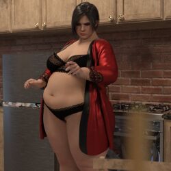 1girls 3d ada_wong ada_wong_(adriana) asian asian_female bbw belly big_belly big_breasts black_hair bra breasts capcom chunkerchunks fat female obese overweight panties resident_evil tagme