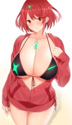 1girls 2022 arind_yudha bangs bikini black_bikini breasts cleavage female female_only hips huge_breasts light-skinned_female light_skin nintendo pyra red_eyes red_hair short_hair swept_bangs thick_thighs thighs wide_hips xenoblade_(series) xenoblade_chronicles_2