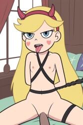 ai_generated bed bondage fake_horns meikerai3d nipples nude pussy rape sex_toy star_butterfly star_vs_the_forces_of_evil tongue tongue_out vagina vaginal vaginal_penetration window