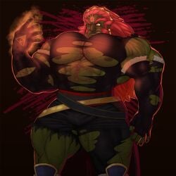 bara beard big_pecs bulge facial_hair flaccid ganondorf ganondorf_(hyrule_warriors) gay hairy hyrule_warriors male male_only muscles muscular nintendo ripped-saurian ripped_clothing solo solo_male the_legend_of_zelda