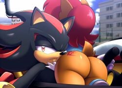 1boy 1girls 2022 ass ass_focus ass_shot ass_tattoo big_ass bubble_ass car chipmunk female hd he_wants_to_order hedgehog hyoumaru male meme outdoors outside sally_acorn sega shadow shadow_the_hedgehog sonic_(series) sonic_team sonic_the_hedgehog_(archie) sonic_the_hedgehog_(comics) sonic_the_hedgehog_(series) squirrel tattoo tattoo_on_ass textless textless_version