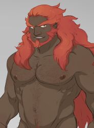 bara beard facial_hair ganondorf ganondorf_(hyrule_warriors) gay hairy hyrule_warriors kupo_klein long_hair male male_only muscles muscular nintendo nude solo solo_male the_legend_of_zelda