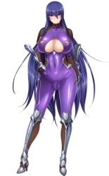 1futa akiyama_rinko aoi_nagisa_(artist) balls blue_hair bodysuit bulge clothed clothing dickgirl edit fully_clothed futa_focus futa_only futanari human light-skinned_futanari light_skin long_hair penis purple_eyes solo taimanin_(series) taimanin_asagi transparent_background