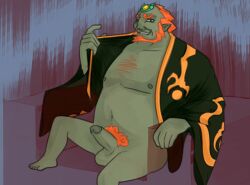 balls bara beard boner erection facial_hair ganondorf ganondorf_(wind_waker) gay green_skin male male_only muscles muscular nintendo penis solo solo_male spread_legs stickly the_legend_of_zelda the_wind_waker wind_waker