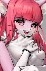 1girls anthro breasts close_up female fluffy fur furry furry_only light_blush red_eyes red_hair small_breasts solo solo_female tagme woobin94