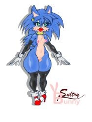 1boy arm_sleeves big_lips collar femboy femboy_only furry gloves high_heels sega small_breasts small_penis solo sonic_(series) sonic_the_hedgehog sonic_the_hedgehog_(series) sultrybunny tagme thick_thighs thighhighs