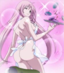 1girls 2022 air_gear alluring apron ass bare_ass bare_back bare_legs bare_shoulders bare_thighs barefoot big_ass big_butt bubble_butt curvy dat_ass fat_ass fat_butt feet_out_of_frame female huge_ass huge_butt large_ass large_butt naked_apron official_art pale_skin pink_hair screencap seducing seductive simca