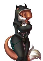 1girls 2022 anthro auntie_vixen black_body black_fur canid canine chochi cross curvy curvy_figure female female_only fox fur hair headdress hi_res hourglass_figure mammal nun nun's_habit nun_outfit red_body red_fox red_fur red_hair red_sclera rosary simple_background smile smirk solo white_background white_body white_fur wimple