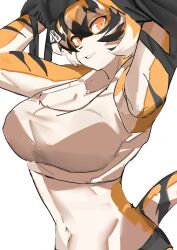 1girls anthro arknights aspirindabaitu big_breasts breasts female looking_at_viewer mx99926 orange_eyes smile solo solo_female tagme tiger tiger_girl waai_fu_(arknights)