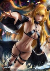 1girls axsens blonde_hair breasts female golden_darkness konjiki_no_yami navel nipples red_eyes solo tagme to_love-ru