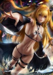 1girls axsens blonde_hair breasts female golden_darkness konjiki_no_yami navel nipples red_eyes solo tagme to_love-ru