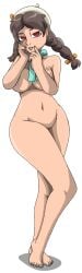 brown_hair brown_pubic_hair hat lilia_(pokemon) mr_lewdologist nude painted_nails pokemon pokemon_(anime) pokemon_xy pubic_hair tagme