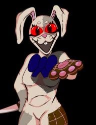 black_background bunny_costume clothed clothing color costume digital_media_(artwork) female female_only five_nights_at_freddy's five_nights_at_freddy's:_security_breach holding_knife holding_object inktie knife looking_at_viewer scottgames simple_background solo solo_female vanny_(fnaf)