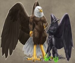 2022 absurd_res accipitrid accipitriform alcander animal_genitalia anthro athletic avian bald_eagle beak big_feet bird bird_feet black_beak black_body black_feathers black_fur black_hair black_scales brown_body brown_feathers corvid corvus_(genus) cosmic_horror crossed_arms dsw7 duo eagle equid equine equine_genitalia equine_sheath feathered_ears feathered_wings feathers feet fiery_eyes fire fur genitals girly green_eyes green_flames hair hand_on_hip hi_res hooves horse horse_sheath horse_tail hyppogryph looking_at_viewer male male/male mammal oscine passerine pentazer scales sea_eagle sheath size_difference slim tail_feathers talon_hands talons white_body white_feathers wings yellow_beak yellow_body yellow_eyes yellow_scales