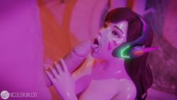 3d 3d_(artwork) blender blender_(software) breasts cum cum_in_mouth cum_on_face d.va female hand_on_penis headphones licking licking_penis male nude nude_female nude_male overwatch overwatch_2 penis penis_lick ruru3dx shiny shiny_skin sucking