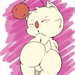 2019 antennae_(anatomy) anthro ass backsack balls digital_media_(artwork) erection final_fantasy fur furry furry_only genitals looking_back male male_only mammal moogle nude penis pom_antennae solo square_enix tail video_games vono