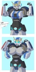 alien alien_girl big_boobs big_breasts blue_eyes blue_lipstick blue_nipples boobs breasts breasts_out busty female grey_body mechavee robot robot_girl robot_humanoid strongarm_(transformers) tits transformers transformers_robots_in_disguise_(2015)