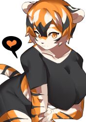 1girls anthro arknights aspirindabaitu big_penis black_shirt breasts female furry heart looking_at_viewer mx99926 orange_eyes smile solo solo_female tagme tiger tiger_girl waai_fu_(arknights)