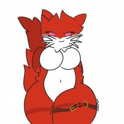 big_butt cute female fur furry gootraxian hazzy_(kaiju_paradise) kaiju_paradise nwar_chocola red_eyes red_fur roblox roblox_game solo source_request tagme