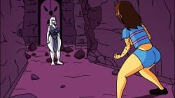 2022 3girls animated anthro aygeex battle big_ass big_breasts bimbo blood bouncing_ass bouncing_breasts brown_hair busty chara death dumptruck_ass female female_death female_only fight frisk goat multiple_girls red_eyes revealing_clothes rosy_cheeks sound tagme toriel undertale undertale_(series) video yellow_skin