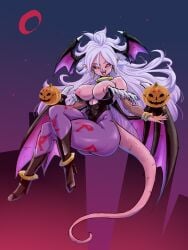 android_21 android_21_(evil) clothing cosplay darkstalkers dragon_ball dragon_ball_fighterz large_breasts majin_android_21 morrigan_aensland_(cosplay) rickert_kai tagme