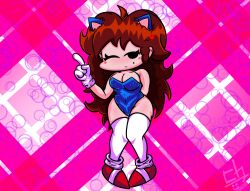 animal_ears artstyle_imitation big_hair black_eyes boots breasts brown_hair costume eye_closed female female_only friday_night_funkin friday_night_funkin_mod girlfriend_(friday_night_funkin) gloves mega_cd_girlfriend mega_cd_locked-on pink shoes smiling sonic_the_hedgehog_(cosplay) thighhighs thighs