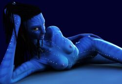 1girls 3d alien alien_girl alien_only anthro avatar black_hair blue_nipples blue_skin breasts completely_naked completely_nude completely_nude_female female female_only fierox looking_at_viewer medium_breasts na'vi naked neytiri nipples nude nude_female solo solo_female yellow_eyes