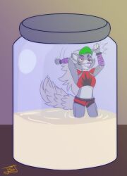 angry animatronic anthro balddumborat bodily_fluids canid canine canis clothing cum cum_jar cum_jar_(meme) digital_media_(artwork) female five_nights_at_freddy's five_nights_at_freddy's:_security_breach genital_fluids hair hi_res jar machine mammal messy micro robot roxanne_wolf_(fnaf) scottgames solo video_games wolf