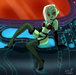 alien_girl disney fishnets green_skin high_resolution lord_dominator punk_girl red_eyes seductive smile tagme umayorokobi underwear wander_over_yonder white_hair