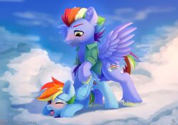 ass_up blue_body blue_feathers blush bow_hothoof_(mlp) clothing daughter dinoalpaka equid equine father father_and_child father_and_daughter feathers female female_penetrated feral feral_on_feral feral_penetrated feral_penetrating feral_penetrating_feral friendship_is_magic genitals hasbro hi_res incest male male/female male_penetrating male_penetrating_female mammal my_little_pony parent parent_and_child pegasus penetration penis rainbow_dash_(mlp) sex tongue tongue_out wings