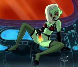 alien_girl dildo disney fishnets green_skin high_resolution lord_dominator no_panties punk_girl pussy red_eyes seductive sex_toy smile tagme thighhighs umayorokobi underwear vaginal_penetration wander_over_yonder white_hair