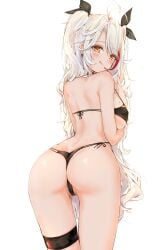 1girls :p absurdres antenna_hair ass ass_cleavage azur_lane back bangs bare_shoulders bikini black_bikini black_ribbon blush breasts butt_crack female flag_print german_flag_bikini hair_ribbon halterneck highres large_breasts leaning_forward looking_at_viewer looking_back mole mole_on_breast orange_eyes prinz_eugen_(azur_lane) prinz_eugen_(unfading_smile)_(azur_lane) red_hair ribbon side-tie_bikini sideboob silver_hair simple_background smile solo streaked_hair string_bikini swept_bangs swimsuit thigh_gap thigh_strap thong_bikini two_side_up two_tone_hair underboob white_background yukineko1018