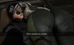 2girls 3d asian_female ass_focus bending_forward big_ass clothed dokkaebi_(rainbow_six) drive_thru ela_(rainbow_six) fat_ass female female_only he_wants_to_order huge_ass looking_at_viewer looking_over_eyewear looking_over_glasses looking_over_sunglasses meme ordering_food presenting_ass rainbow_six rainbow_six_siege round_ass selfie she_wants_to_order social_media source_filmmaker sunglasses text theduudeman tight_clothes tinted_eyewear tom_clancy ubisoft voluptuous yoga_pants