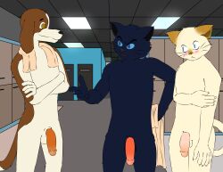 big_penis furry furry_cat furry_dog inspector_waffles locker_room male_only naked size_difference yaoi