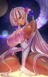 1girls 2022 ass_visible_through_thighs big_breasts cleavage dark-skinned_female elbow_gloves gloves hip_cleavage hololive hololive_english hololive_english_-council- large_breasts looking_at_viewer nisego seductive sideboob solo solo_female thick_thighs tsukumo_sana very_long_hair virtual_youtuber voluptuous yellow_eyes