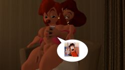 3d 3d_(artwork) animal_humanoid anthro anthro_only canid canid_humanoid canine canine_humanoid clothed clothed/nude clothing disney disney_channel dog_humanoid female female/female finger_fuck fingering goof_troop humanoid male mammal mammal_humanoid max_goof nipples nude peg_pete phone_screen roxanne_(goof_troop) smackrabbit vaginal_penetration