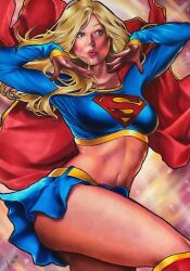 big_breasts blonde_female blonde_hair blue_eyes breasts busty bylayne curvy cute dc dc_comics hourglass_figure huge_breasts kara_danvers kryptonian large_breasts pawg pose seductive seductive_look sensual supergirl superman_(series) thick thick_ass thick_thighs wide_hips