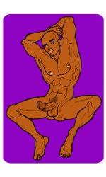 1boy abs bald dark-skinned_male dark_skin david_cantero erect_penis male male_focus male_only muscular muscular_male