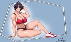 abs big_breasts jane_(snow_daze) molkaink_(artist) muscular_female running_shoes short_hair snow_daze tagme thick tomboy track_suit voluptuous winking winking_at_viewer