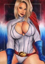 big_breasts blonde_female blonde_hair blue_eyes breasts busty bylayne cleavage curvy cute dc dc_comics deep_cleavage hourglass_figure huge_breasts karen_starr kryptonian large_breasts leotard pawg pose power_girl seductive seductive_look sensual superman_(series) thick thick_ass thick_thighs thong_leotard wide_hips