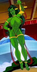 1girls abs absurd_res anklet areolae armlet barefoot biceps big_areolae big_breasts bracelet busty edit erect_nipples_under_clothes feet female female_only full_body green_body green_eyes green_hair green_skin hourglass_figure hulk_(series) legs long_hair marvel marvel_animated_universe marvel_comics monkeyman_(artist) muscles muscular muscular_female muscular_thighs navel nipple_bulge revealing_clothes screenshot screenshot_edit she-hulk sling_bikini solo standing tagme the_incredible_hulk_(1996_tv_series) thighlet thighs wide_hips