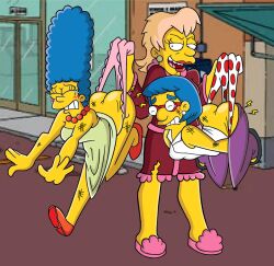 bathrobe bully defeated dominant_female lifted_by_another luann_van_houten marge_simpson marilyn_muntz moexe the_simpsons wedgie