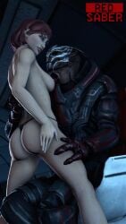 3d 3d_(artwork) alien areolae ass ass_focus big_ass breasts commander_shepard female femshep freckles green_eyes interspecies mass_effect muscular muscular_female muscular_thighs nihlus_kryik nipples nudity pale pale-skinned_female pale_skin panties_only red_hair redxsaber sfm thick_thighs thong topless turian