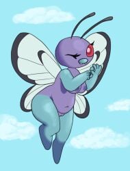 2022 antennae_(anatomy) anthro areola arthropod artist_request belly big_breasts biped blue_body blue_skin breasts butterfly butterfree chubby_female colored digital_drawing_(artwork) digital_media_(artwork) eyelashes fangs female full-length_portrait generation_1_pokemon genitals gesture hi_res human humanoid_genitalia humanoid_pussy insect_wings insects lepidopteran mammal multicolored_body multicolored_skin navel nintendo nipples nude pokemon pokemon_(species) portrait purple_areola purple_body purple_nipples purple_skin pussy red_eyes shaded simple_background sky slightly_chubby solo suggestive suggestive_gesture thick_thighs two_tone_body two_tone_skin unknown_artist video_games wide_hips wings