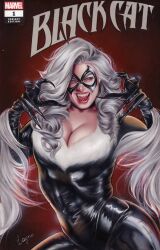 1girls big_ass big_breasts black_cat_(marvel) bylayne felicia_hardy latex_suit long_hair marvel marvel_comics red_lipstick solo_female solo_focus spider-man_(series) tagme white_hair